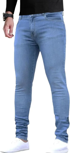 Men's Slim Fit Stretch Ripped Jean Fashion Skinny Outdoor Jean Pants Skinny Tapered Leg Casual Jeans