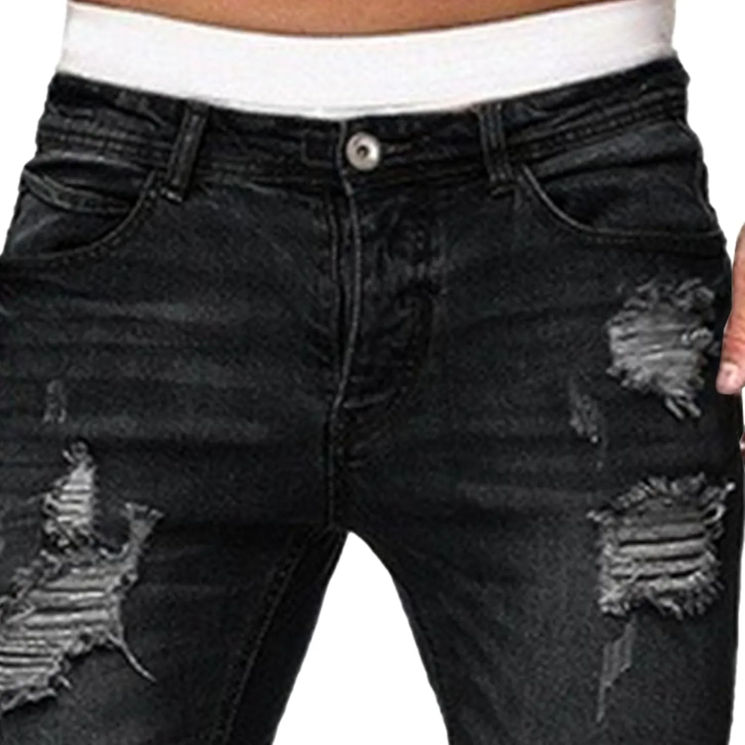 Men's Slim Fit Stretch Ripped Jean Fashion Skinny Outdoor Jean Pants Skinny Tapered Leg Casual Jeans