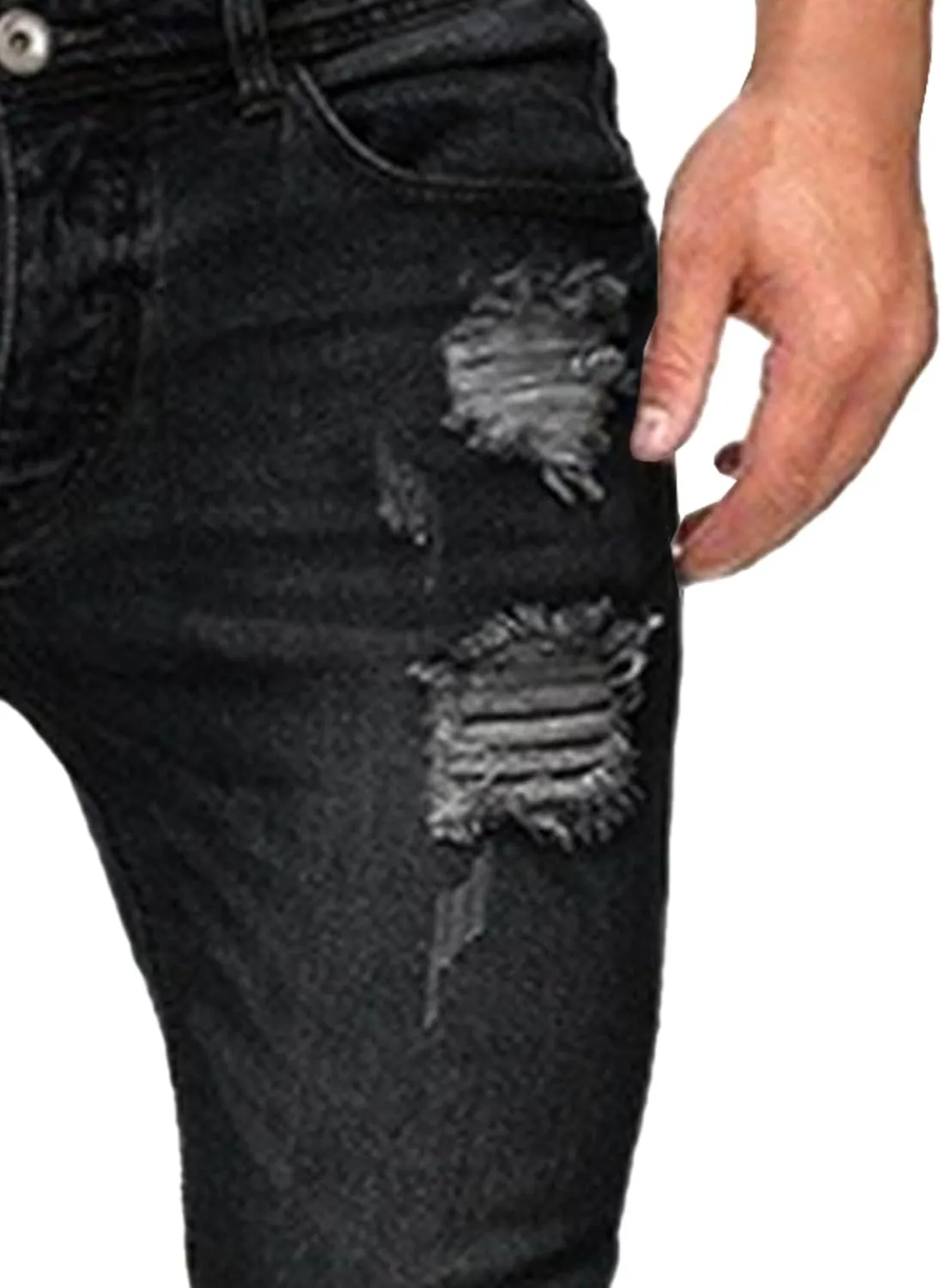 Men's Slim Fit Stretch Ripped Jean Fashion Skinny Outdoor Jean Pants Skinny Tapered Leg Casual Jeans