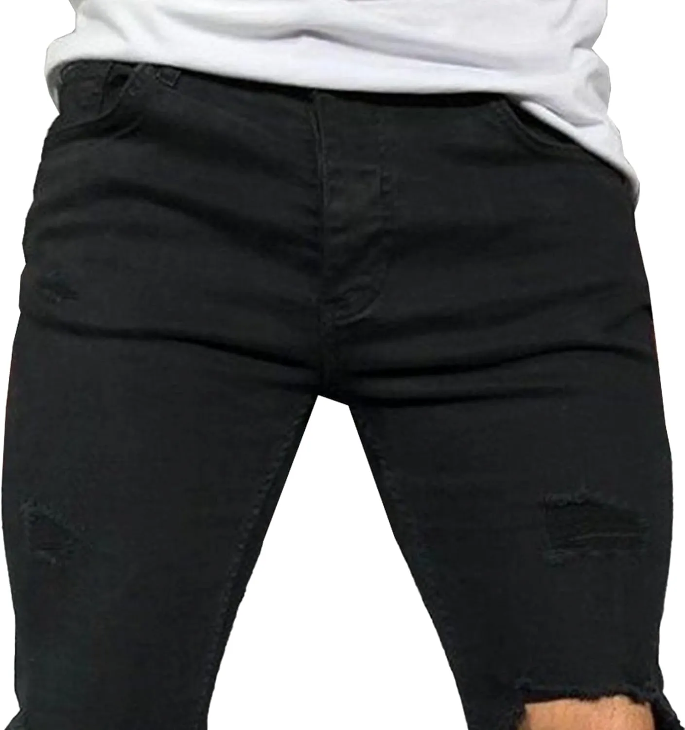 Men's Slim Fit Stretch Ripped Jean Fashion Skinny Outdoor Jean Pants Skinny Tapered Leg Casual Jeans