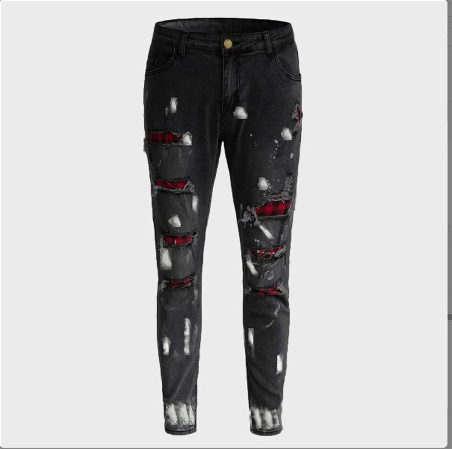 Men's Slim Fit Stretch Ripped Jean Fashion Skinny Outdoor Jean Pants Skinny Tapered Leg Casual Jeans