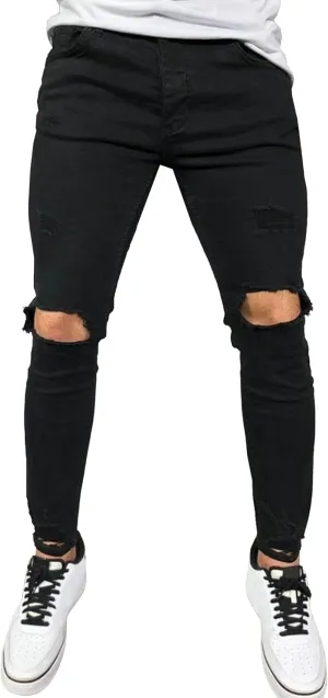 Men's Slim Fit Stretch Ripped Jean Fashion Skinny Outdoor Jean Pants Skinny Tapered Leg Casual Jeans