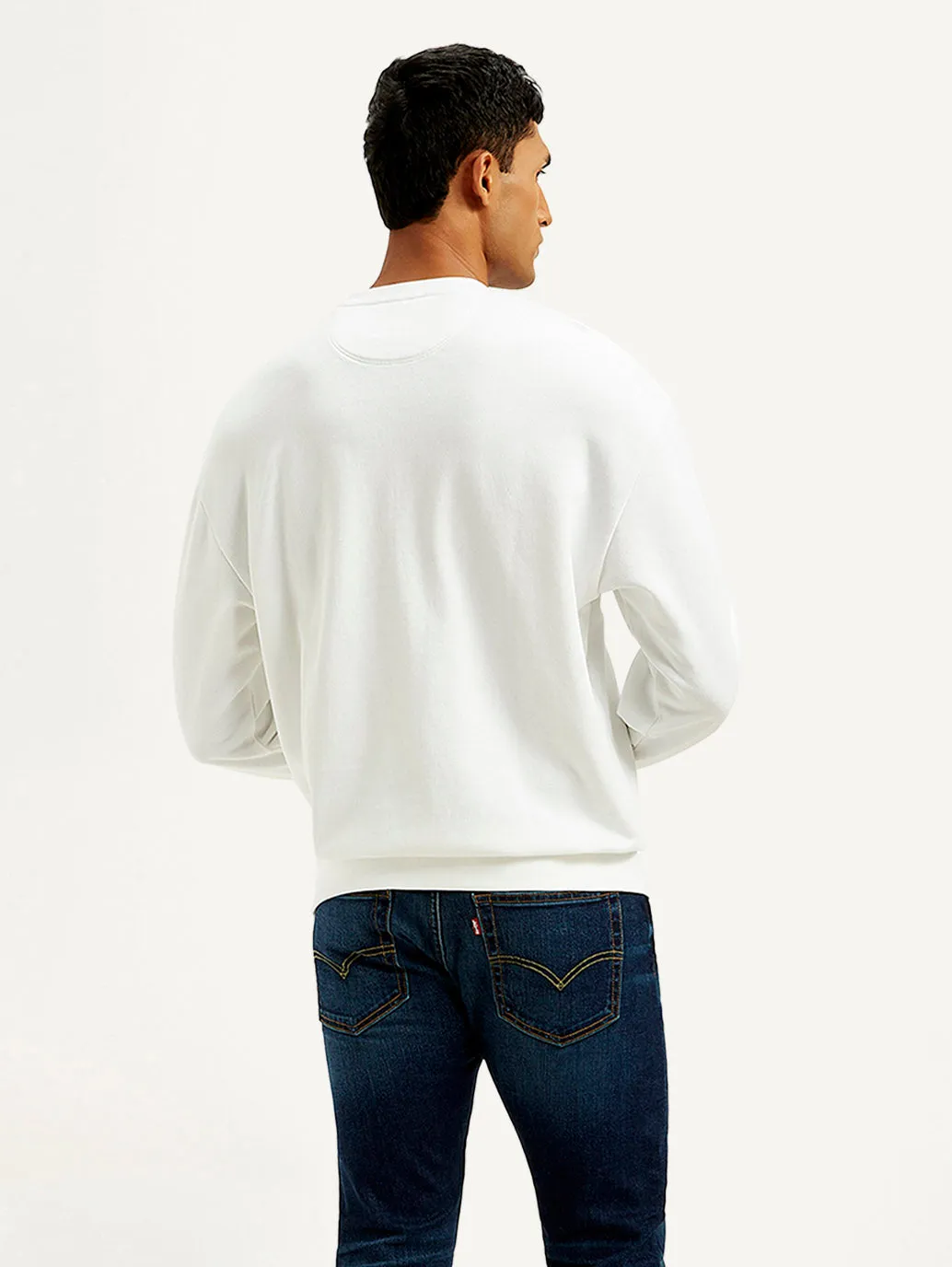Men's Typography White Crew Neck Sweatshirt
