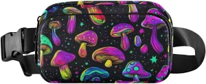Mushroom Vivid Fanny Packs for Women Men, Water Resistant Waist Pack Sling Bag Purse for Travel Hiking