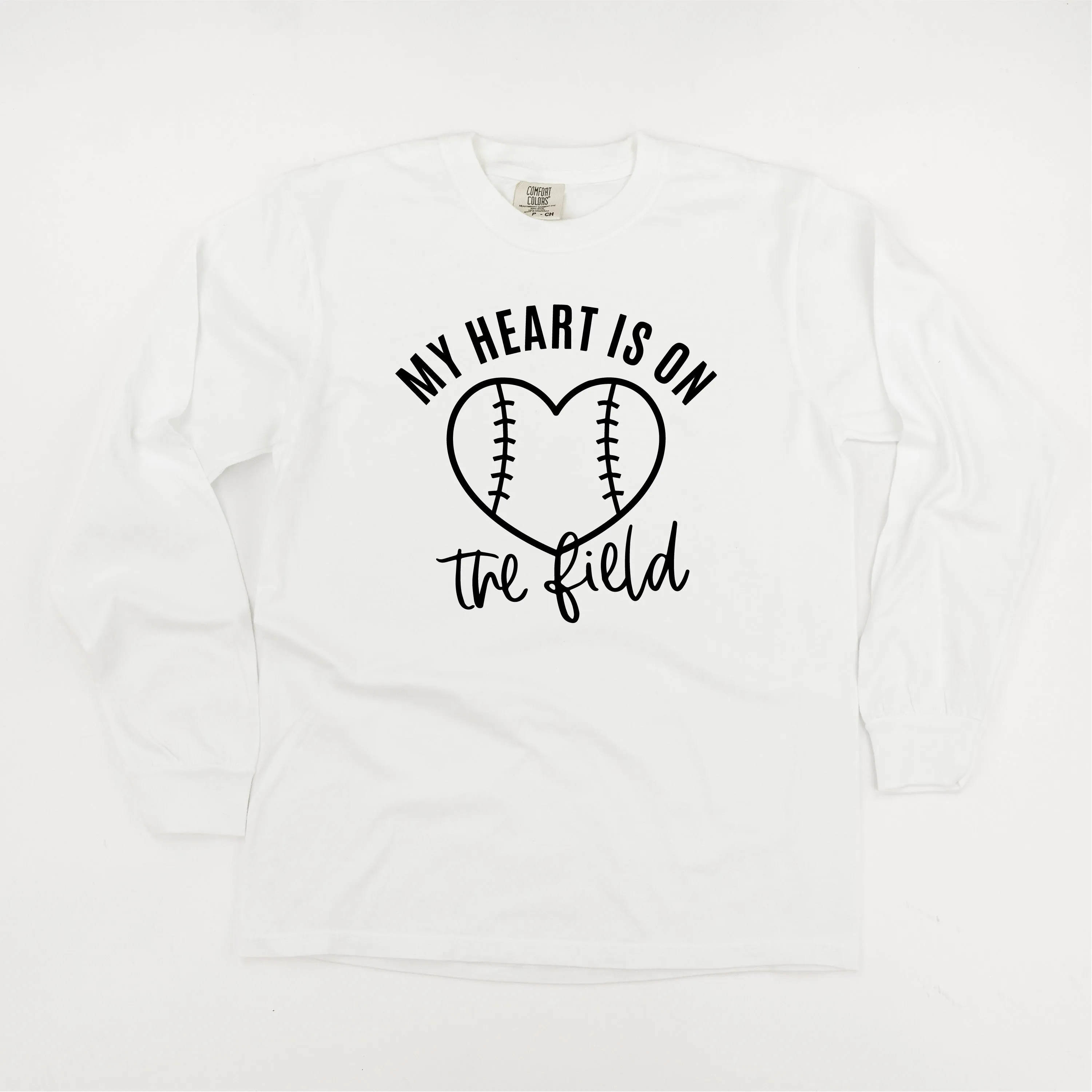 My Heart is on the Field (Baseball) - LONG SLEEVE COMFORT COLORS TEE