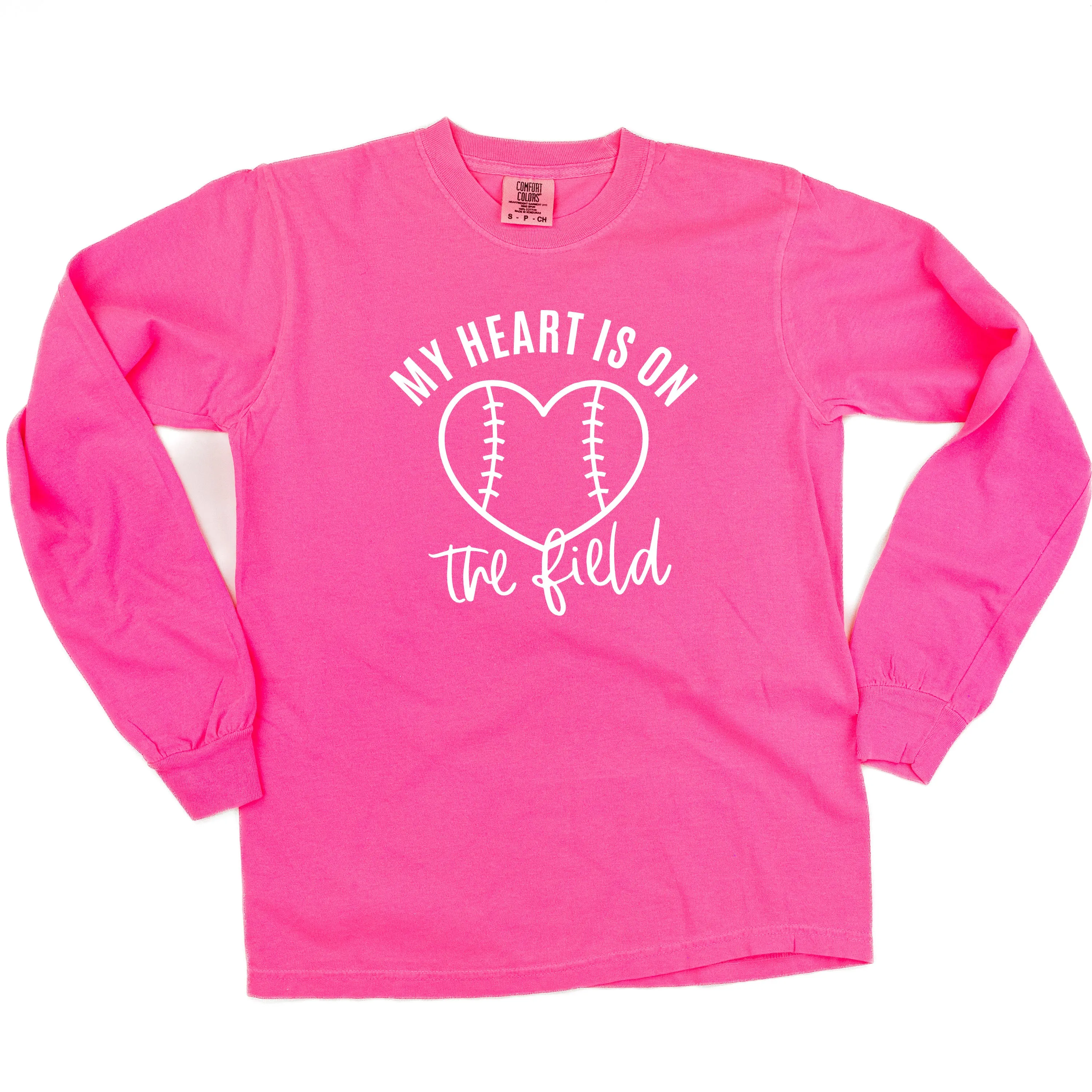 My Heart is on the Field (Baseball) - LONG SLEEVE COMFORT COLORS TEE