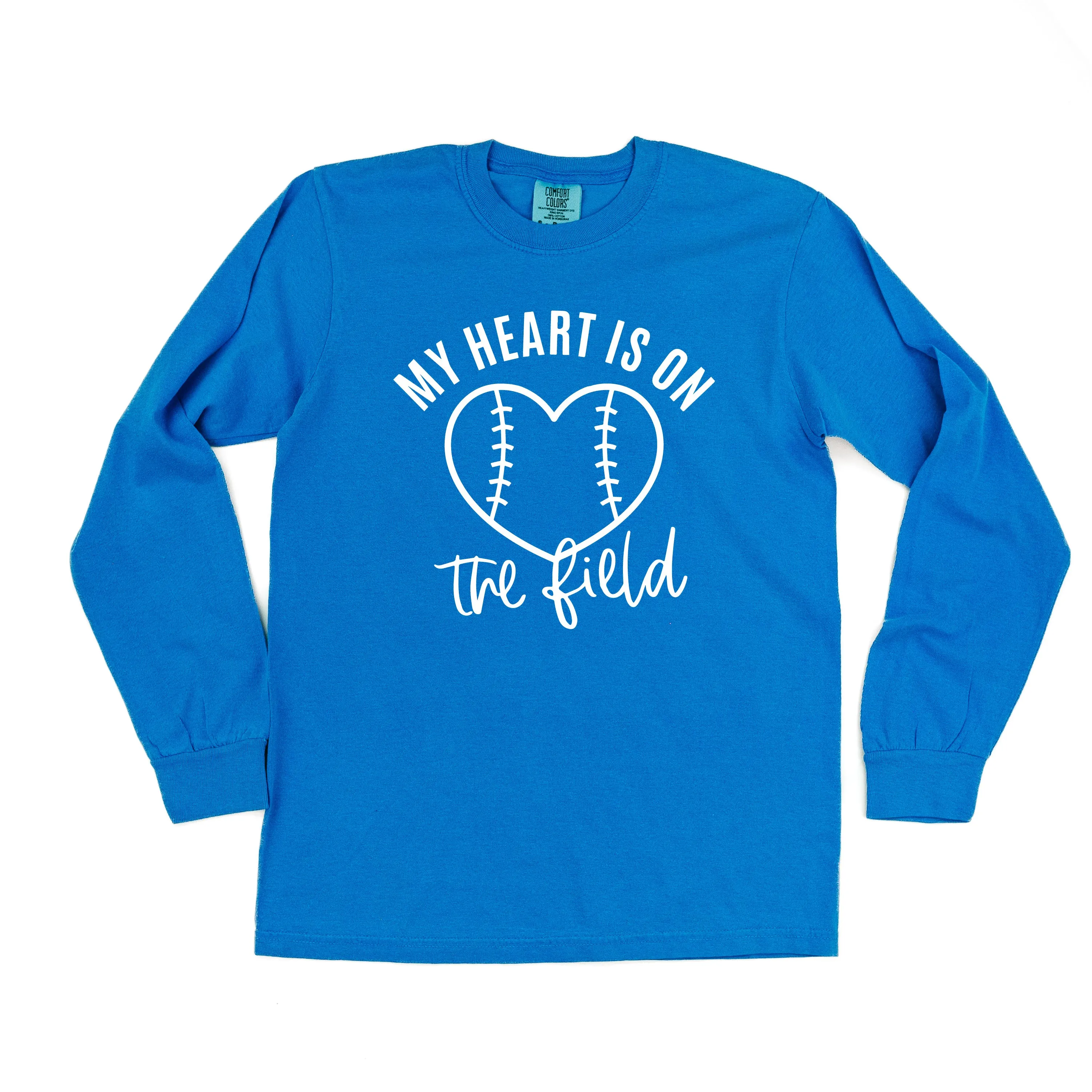 My Heart is on the Field (Baseball) - LONG SLEEVE COMFORT COLORS TEE