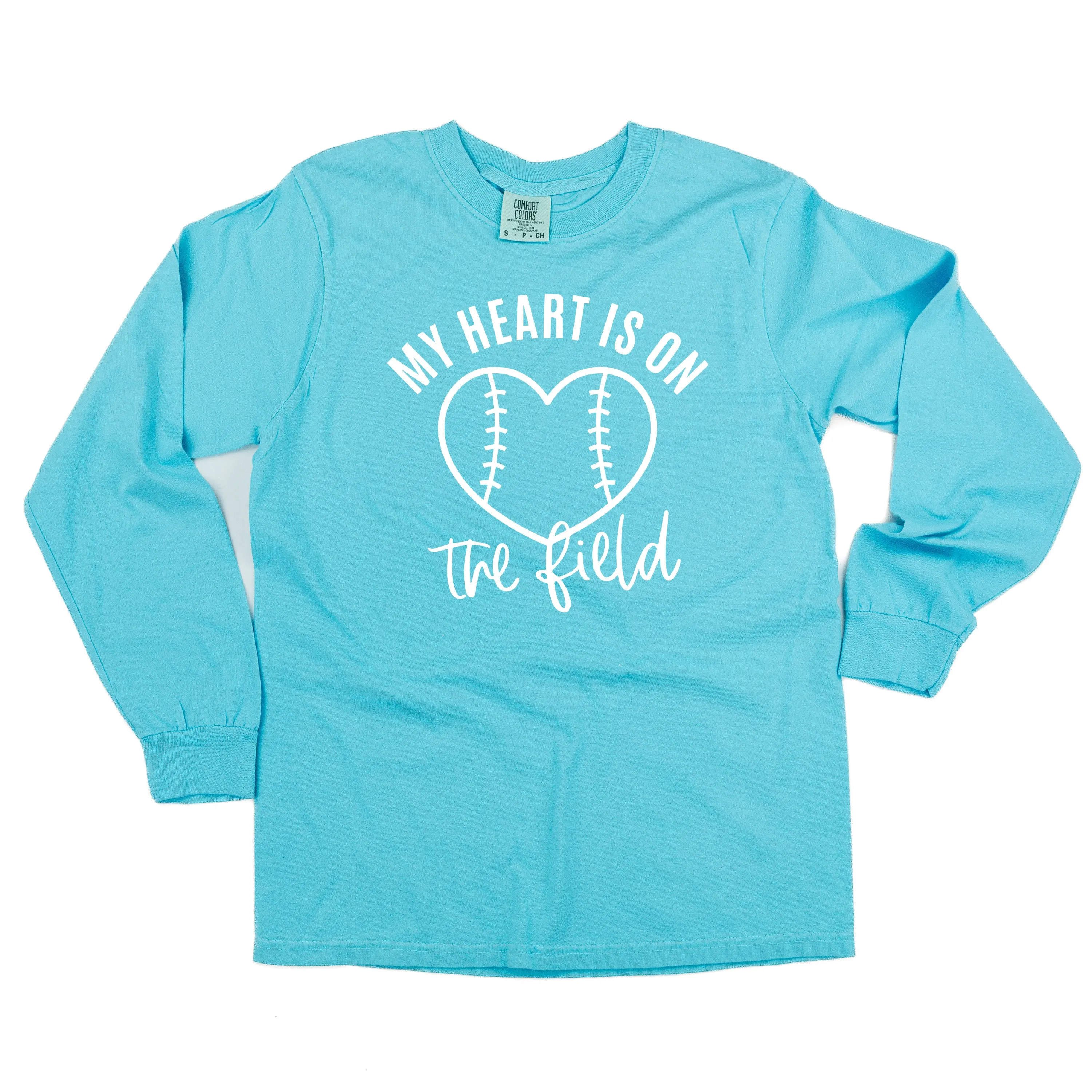 My Heart is on the Field (Baseball) - LONG SLEEVE COMFORT COLORS TEE