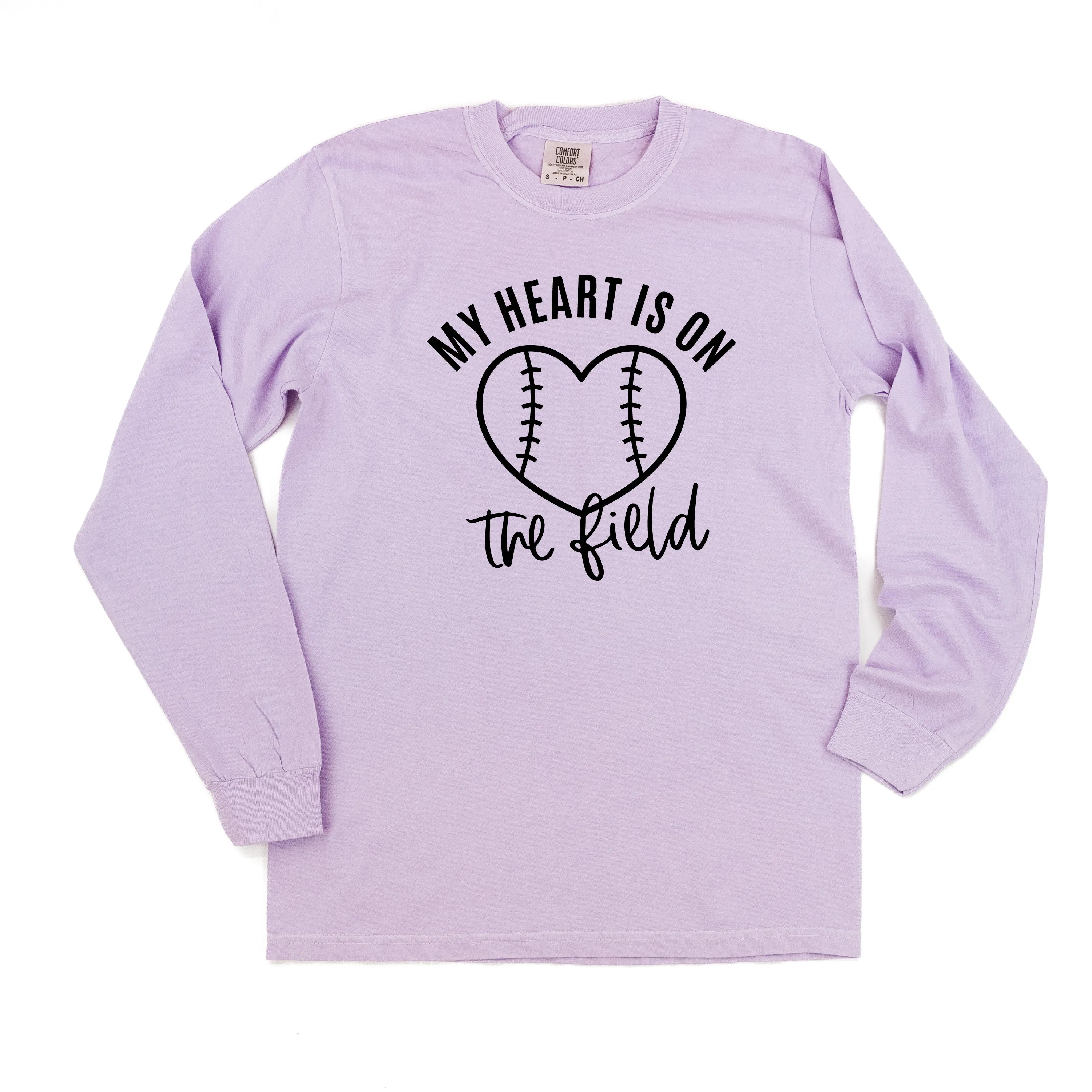 My Heart is on the Field (Baseball) - LONG SLEEVE COMFORT COLORS TEE