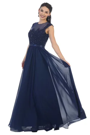 Navy Blue Bridesmaid Dresses in Satin and Plus Size Gowns by MQ1428
