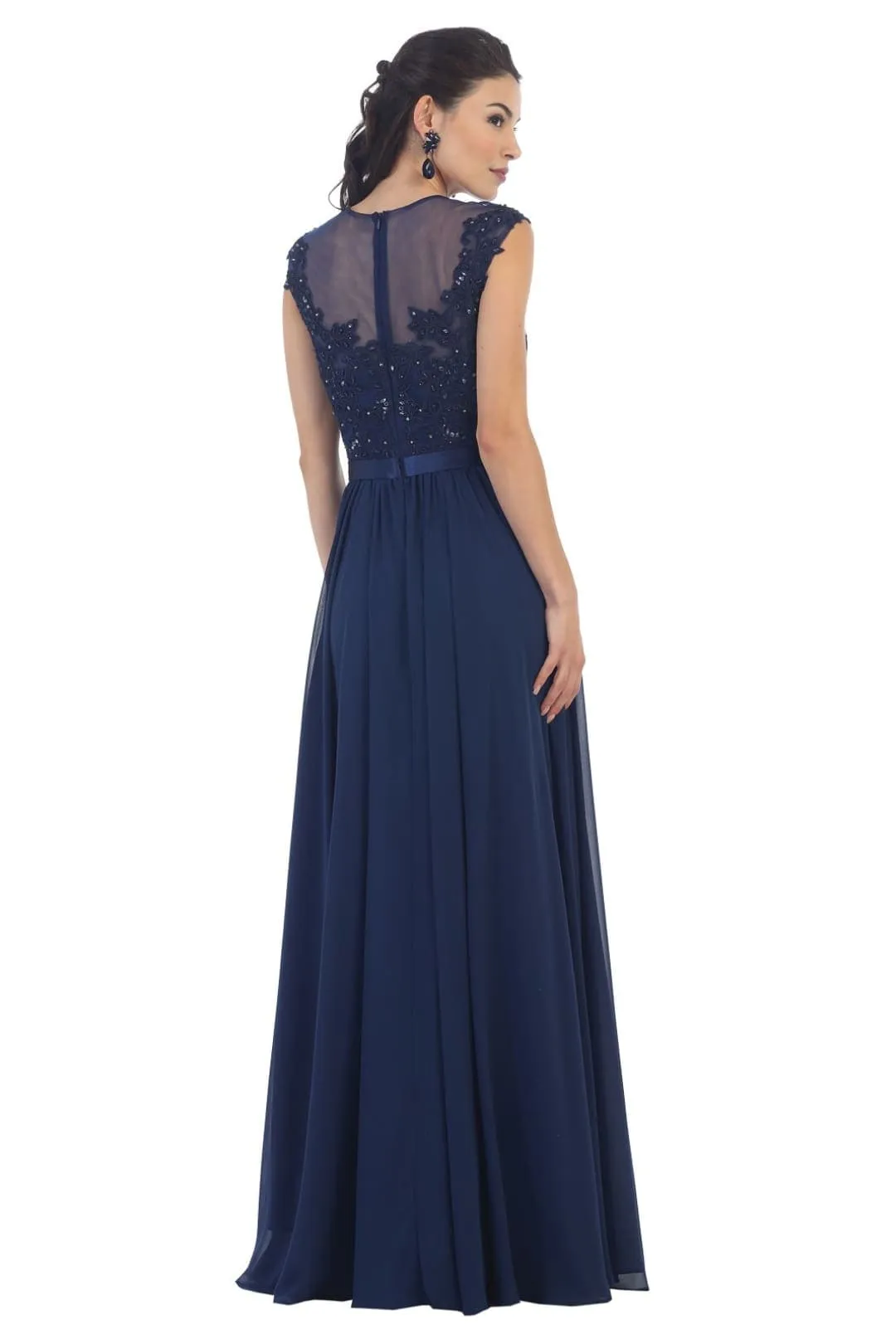 Navy Blue Bridesmaid Dresses in Satin and Plus Size Gowns by MQ1428