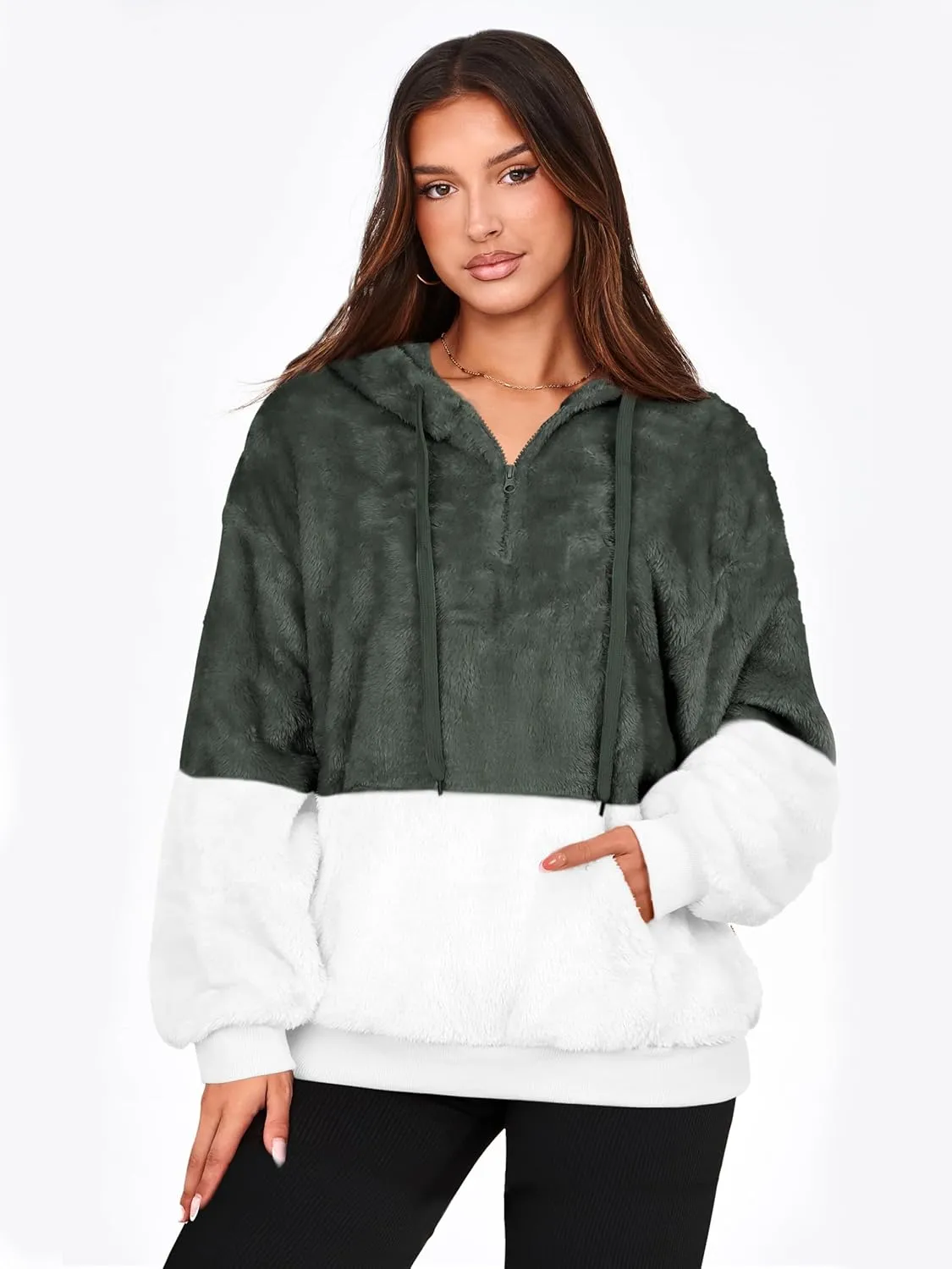 NIeyook Sherpa Fleece Hoodies for Women Fuzzy Oversized Zip up Hoodie with Pockets Casual Pullover Hooded Sweatshirt