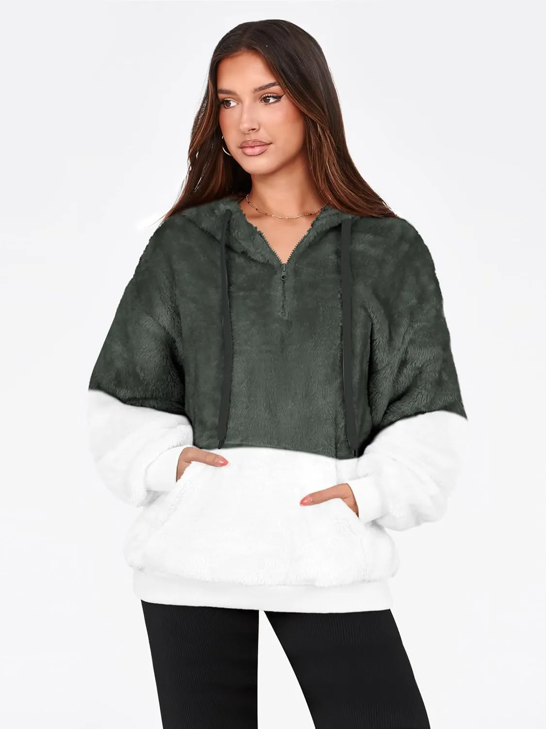 NIeyook Sherpa Fleece Hoodies for Women Fuzzy Oversized Zip up Hoodie with Pockets Casual Pullover Hooded Sweatshirt