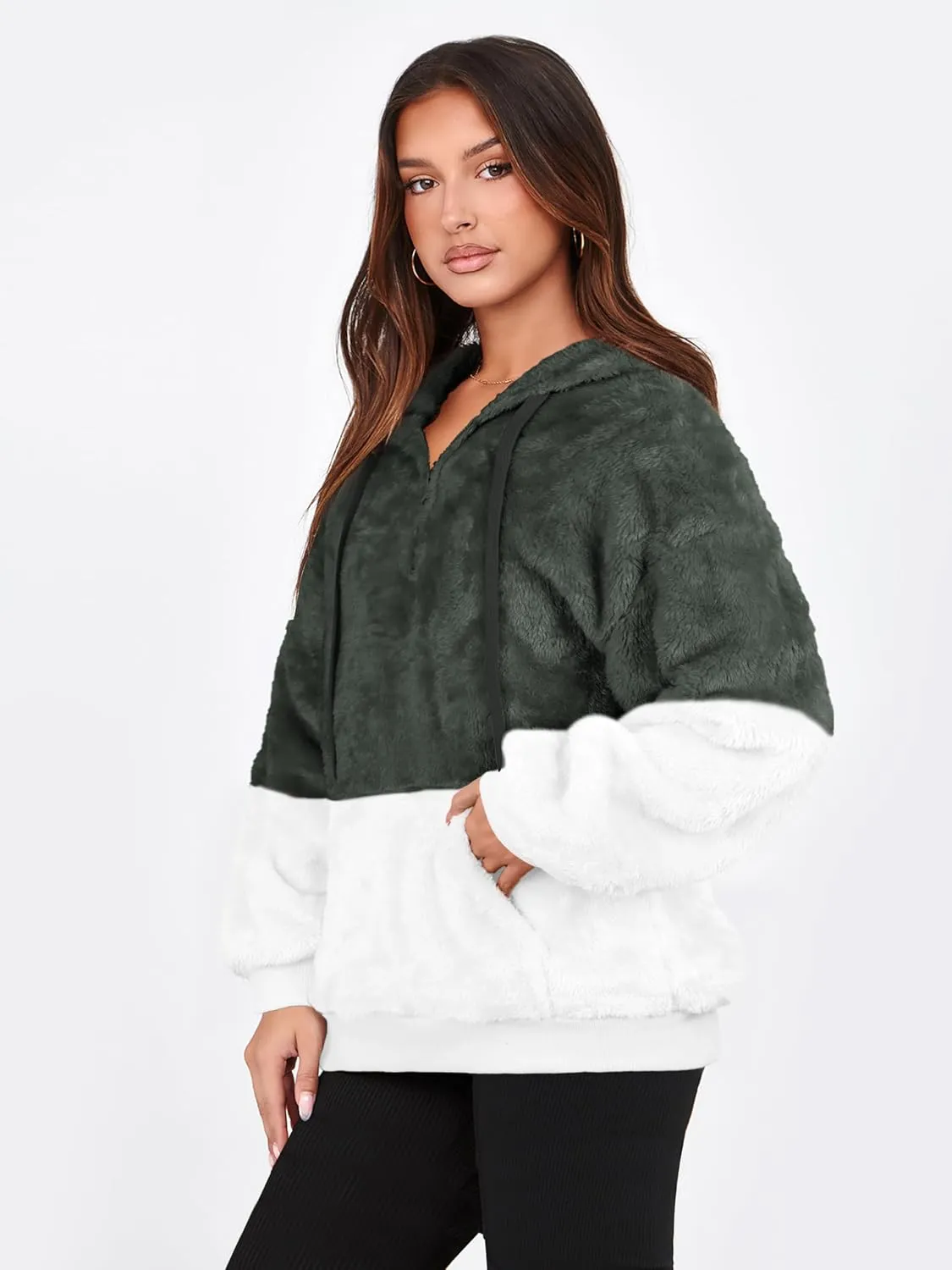 NIeyook Sherpa Fleece Hoodies for Women Fuzzy Oversized Zip up Hoodie with Pockets Casual Pullover Hooded Sweatshirt
