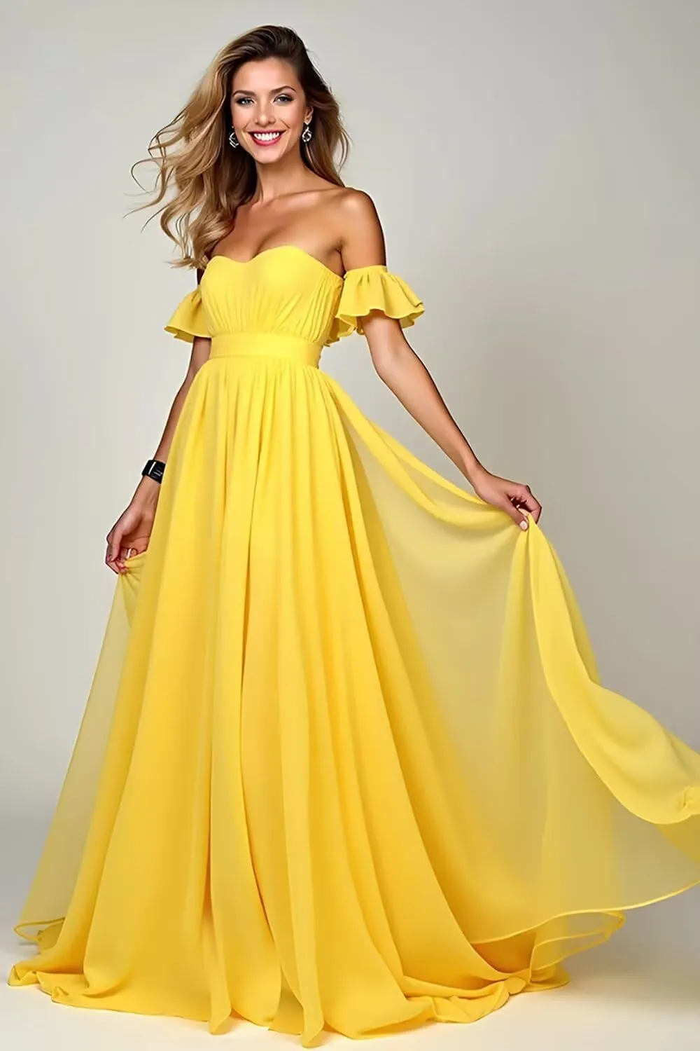 Off The Shoulder Prom Dress Pleated Chiffon Sweetheart Corset Formal Dresses Long Ball Gown
