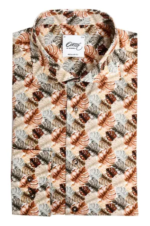 Orange printed regular fit shirt