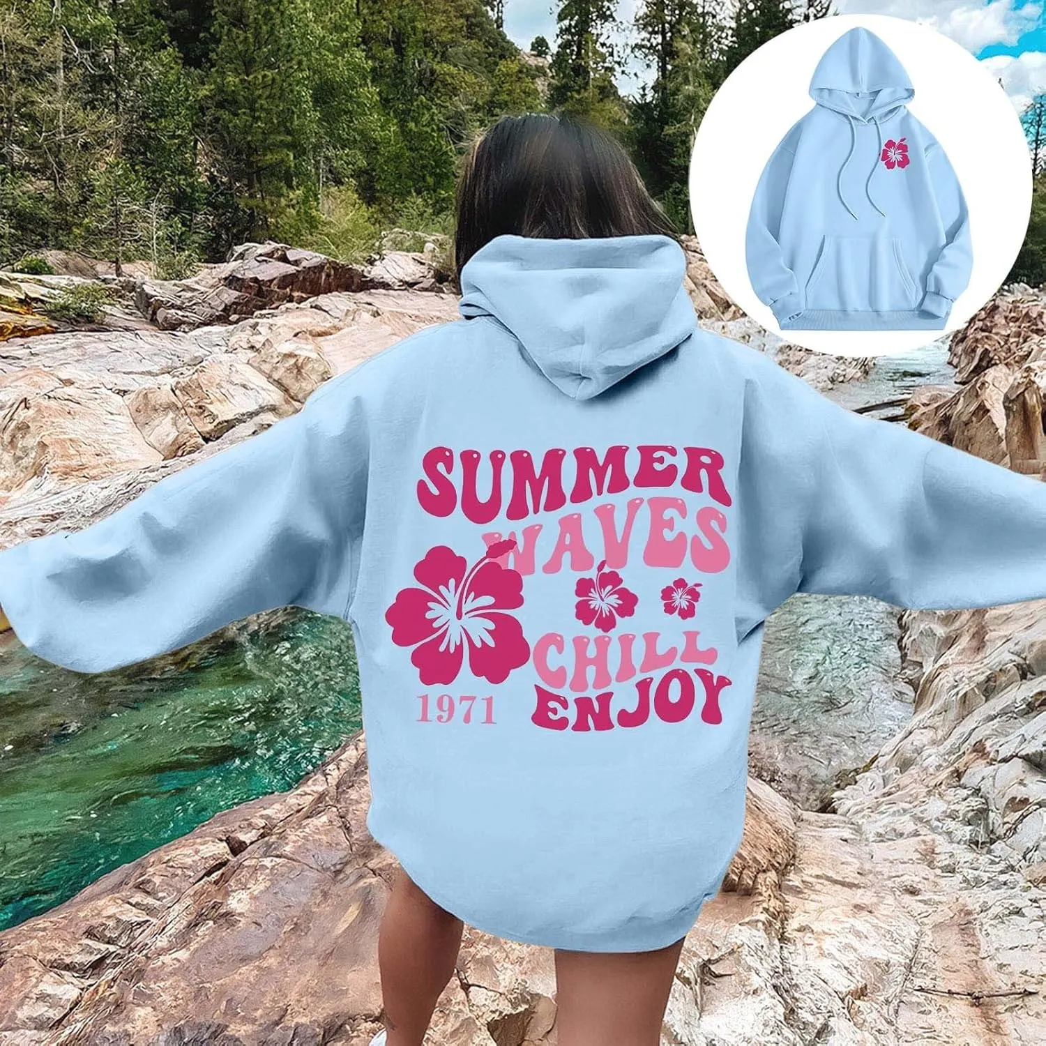 Oversized Hoodies for Women Teen Girls Pink Letter Graphic Long Sleeve Y2K Hooded Comfort Sweatshirt Pink Hoodie