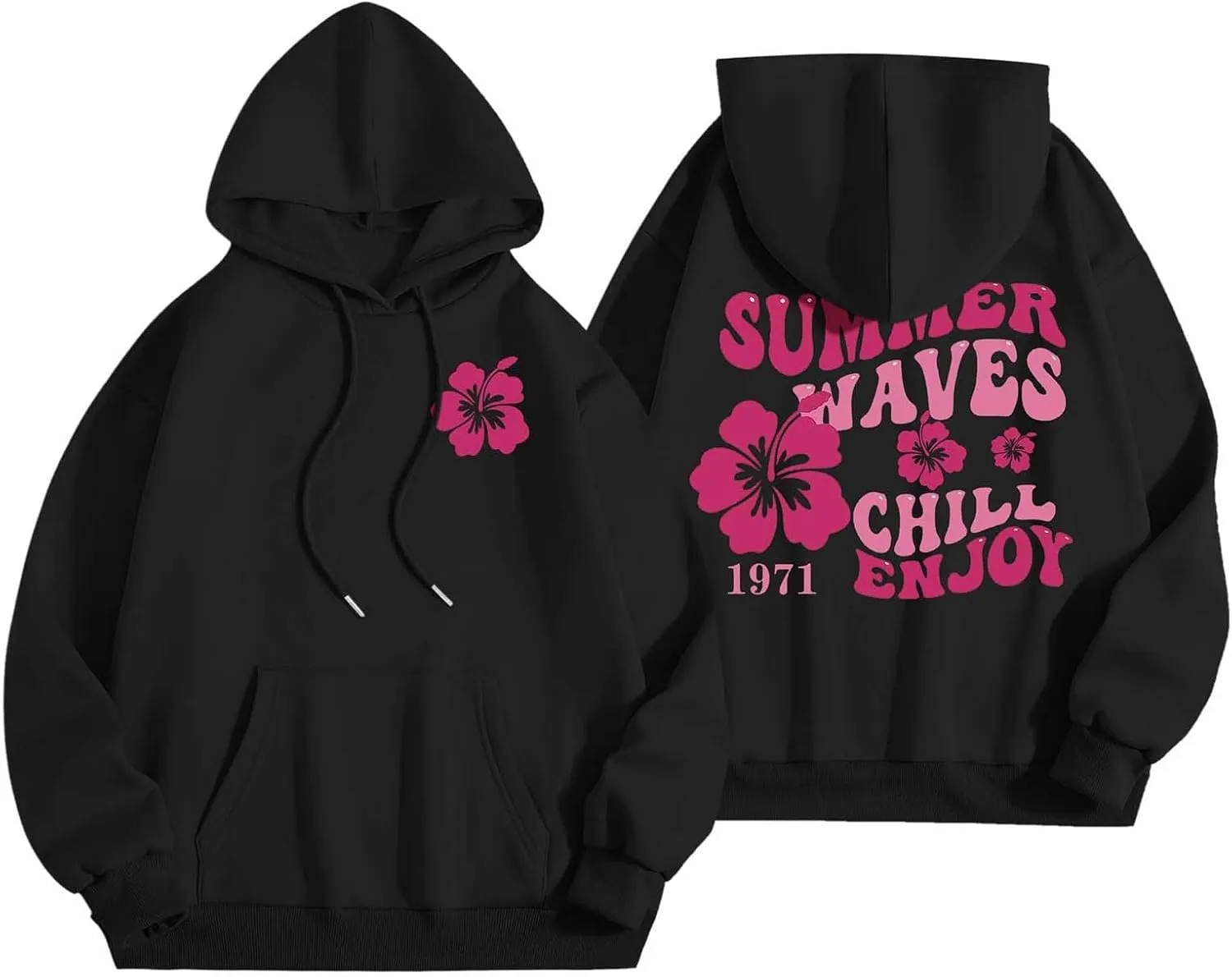 Oversized Hoodies for Women Teen Girls Pink Letter Graphic Long Sleeve Y2K Hooded Comfort Sweatshirt Pink Hoodie