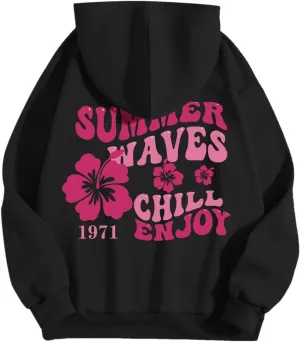 Oversized Hoodies for Women Teen Girls Pink Letter Graphic Long Sleeve Y2K Hooded Comfort Sweatshirt Pink Hoodie