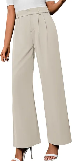 Pants for Women, High Waist Baggy Trousers Straight Leg Slacks Wide Leg Pants