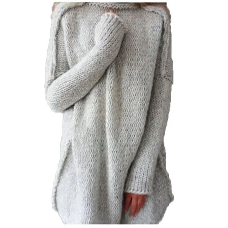 Patchwork Long Sleeves High Neck Long Sweater