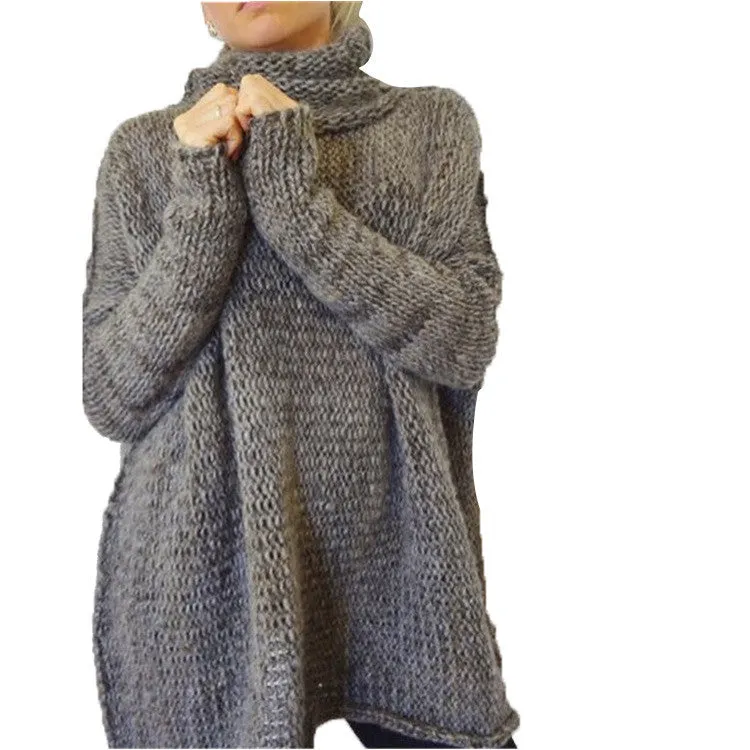 Patchwork Long Sleeves High Neck Long Sweater