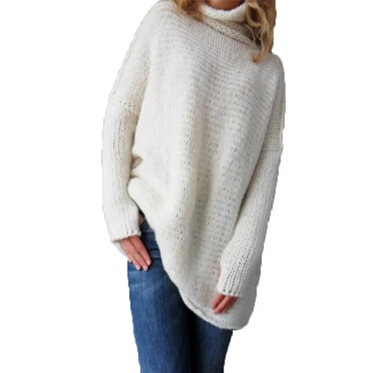 Patchwork Long Sleeves High Neck Long Sweater