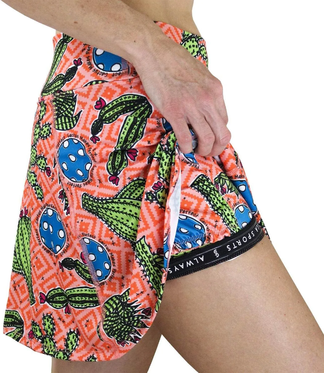 Pickleball Skort Cactus 1 A-Line Skort, Cactus Print Sportswear, Soft and Comfortable