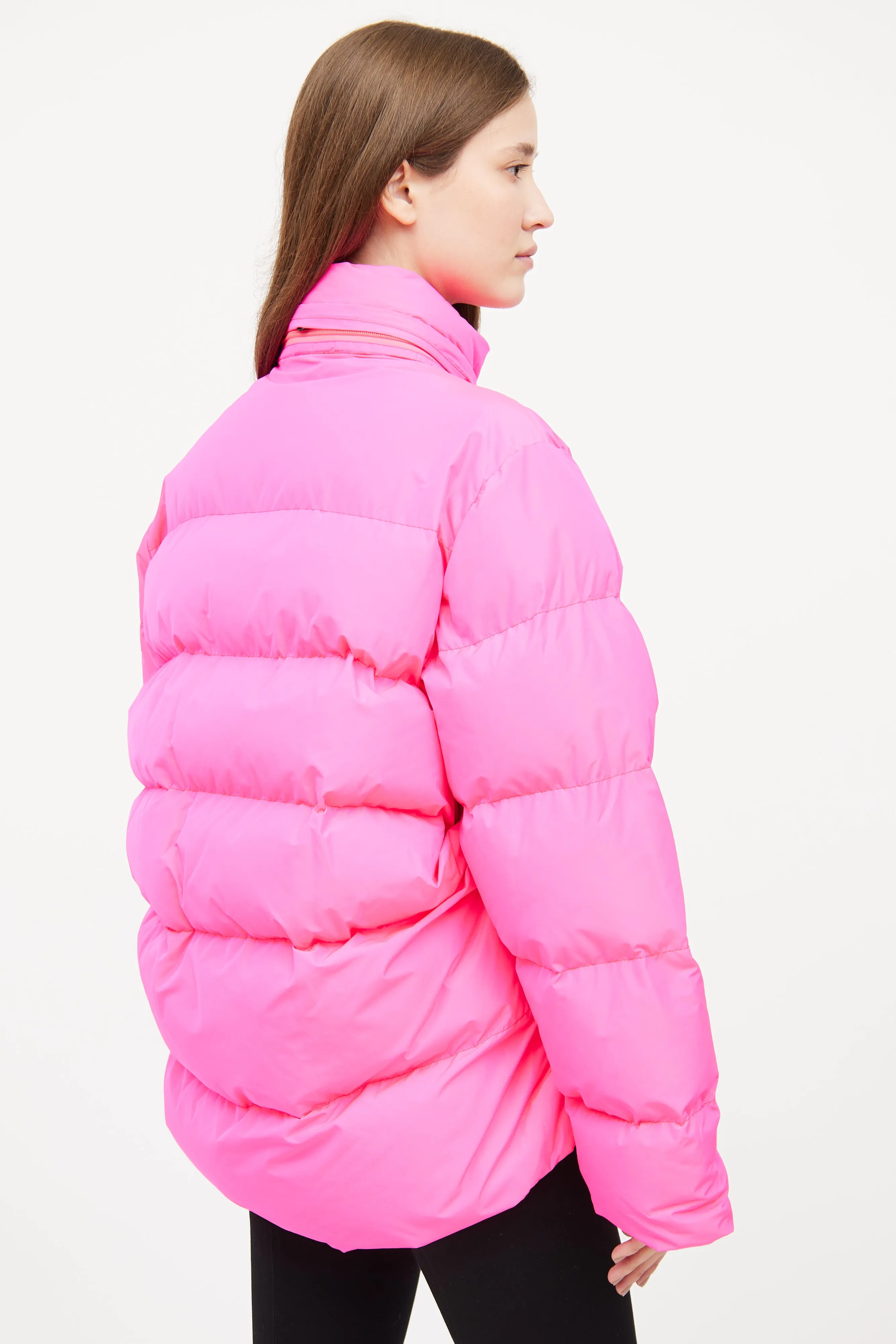 Pink C-Shape Puffer Coat