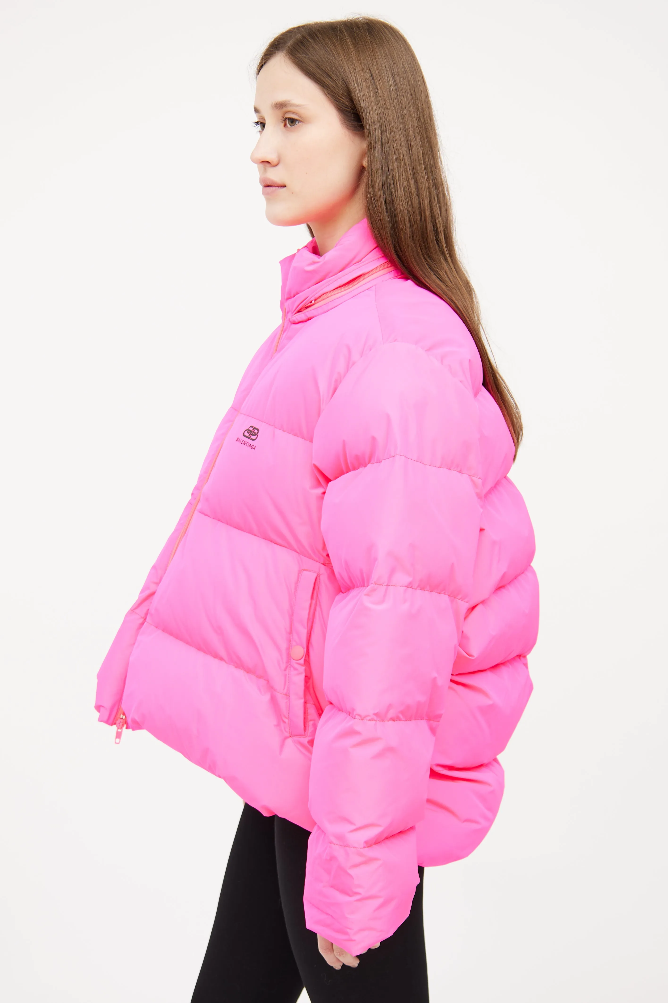 Pink C-Shape Puffer Coat