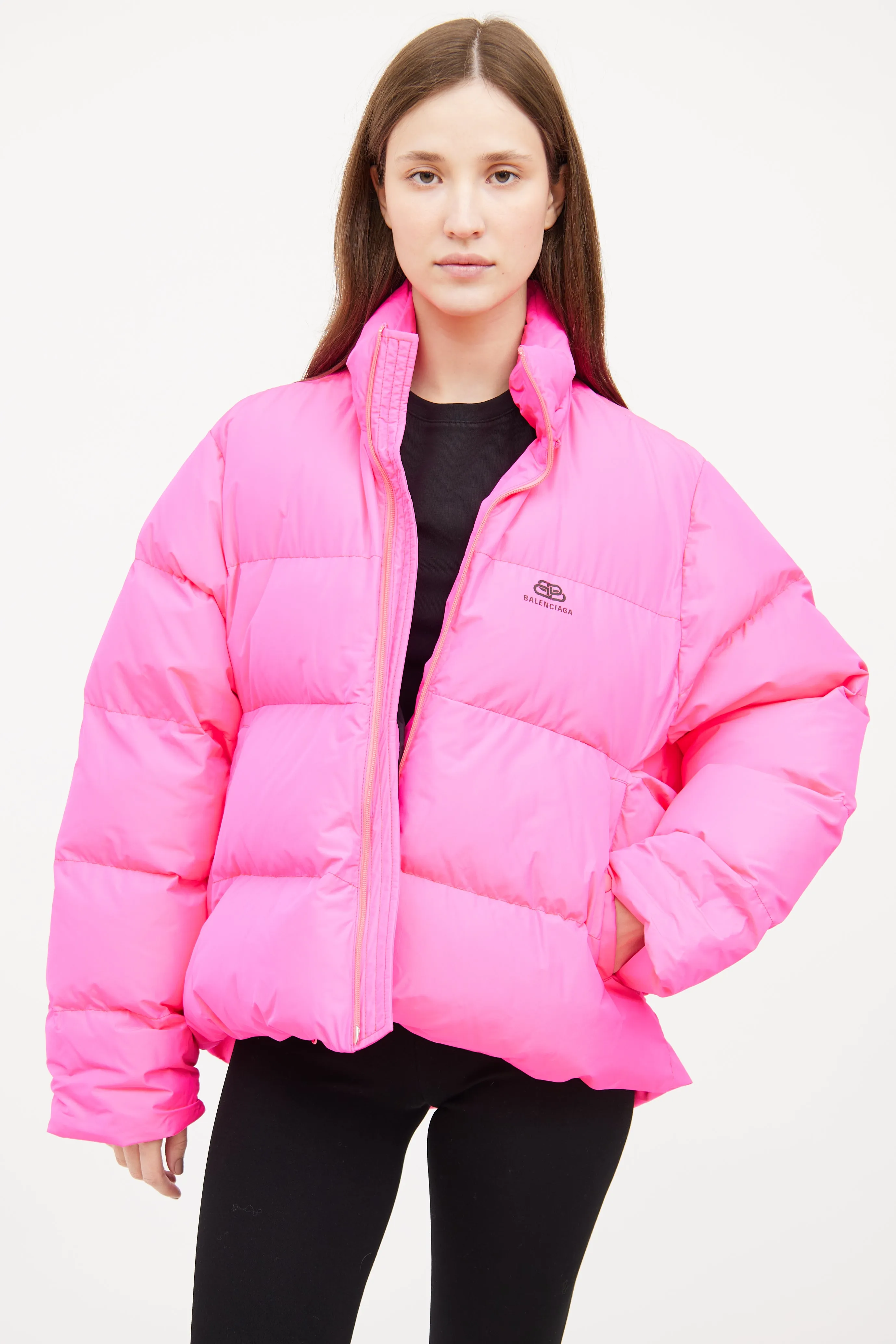 Pink C-Shape Puffer Coat