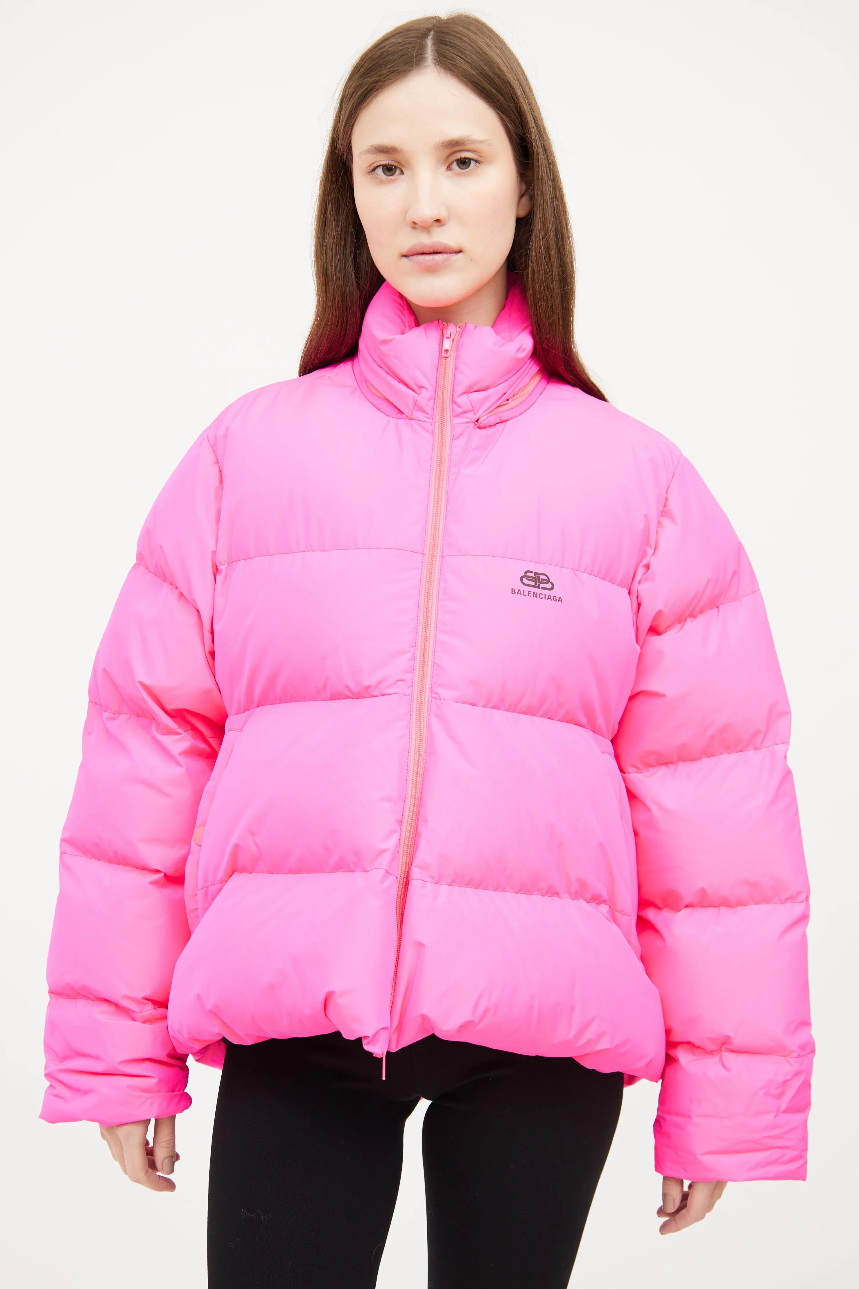 Pink C-Shape Puffer Coat