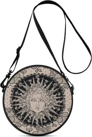 POPCUSTOMS Vintage Stylized Magic Sun & Moon Crossbody Bag Personalized Mini Circular Handbags