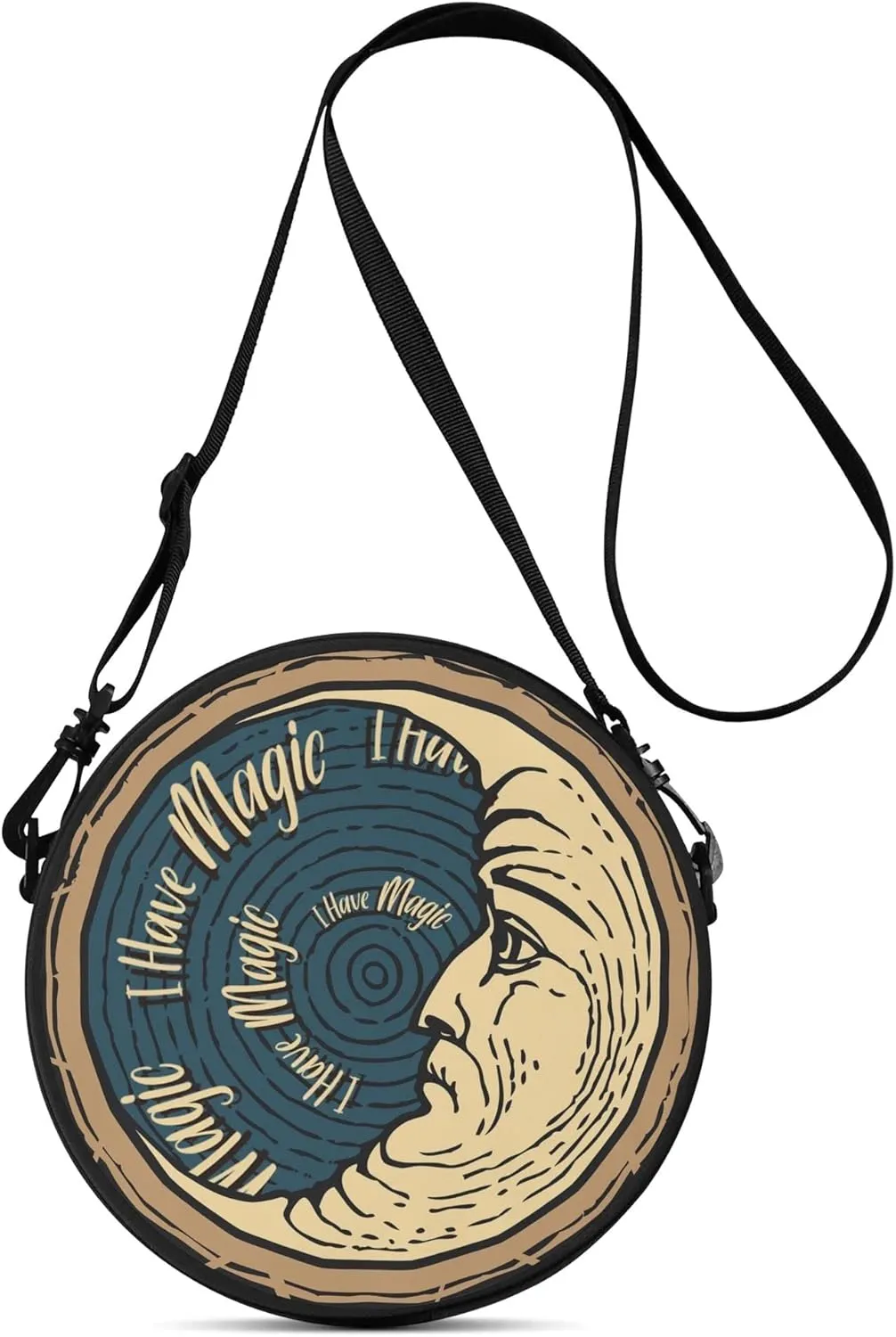 POPCUSTOMS Vintage Stylized Magic Sun & Moon Crossbody Bag Personalized Mini Circular Handbags