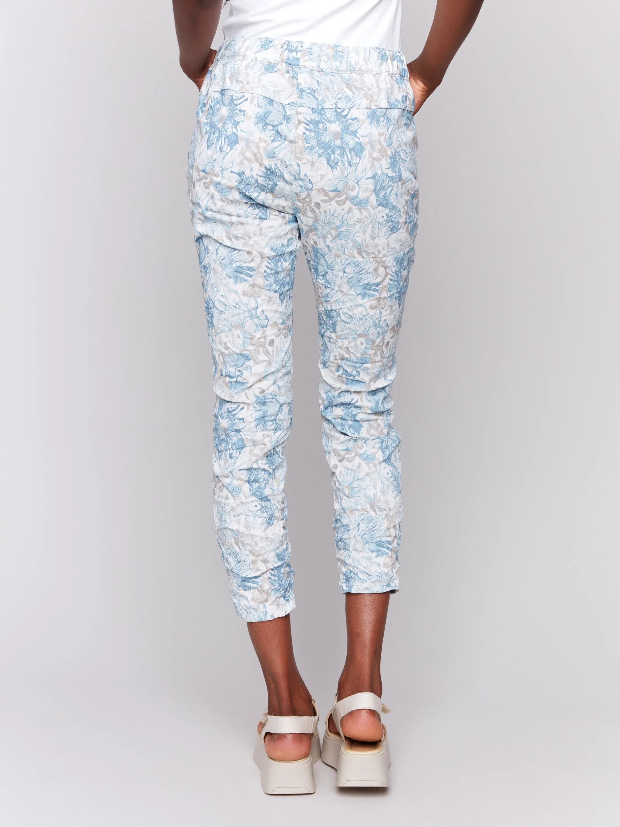 Printed Crinkle Jogger Pants - Coastal