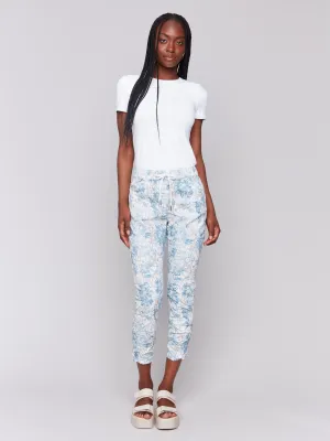Printed Crinkle Jogger Pants - Coastal