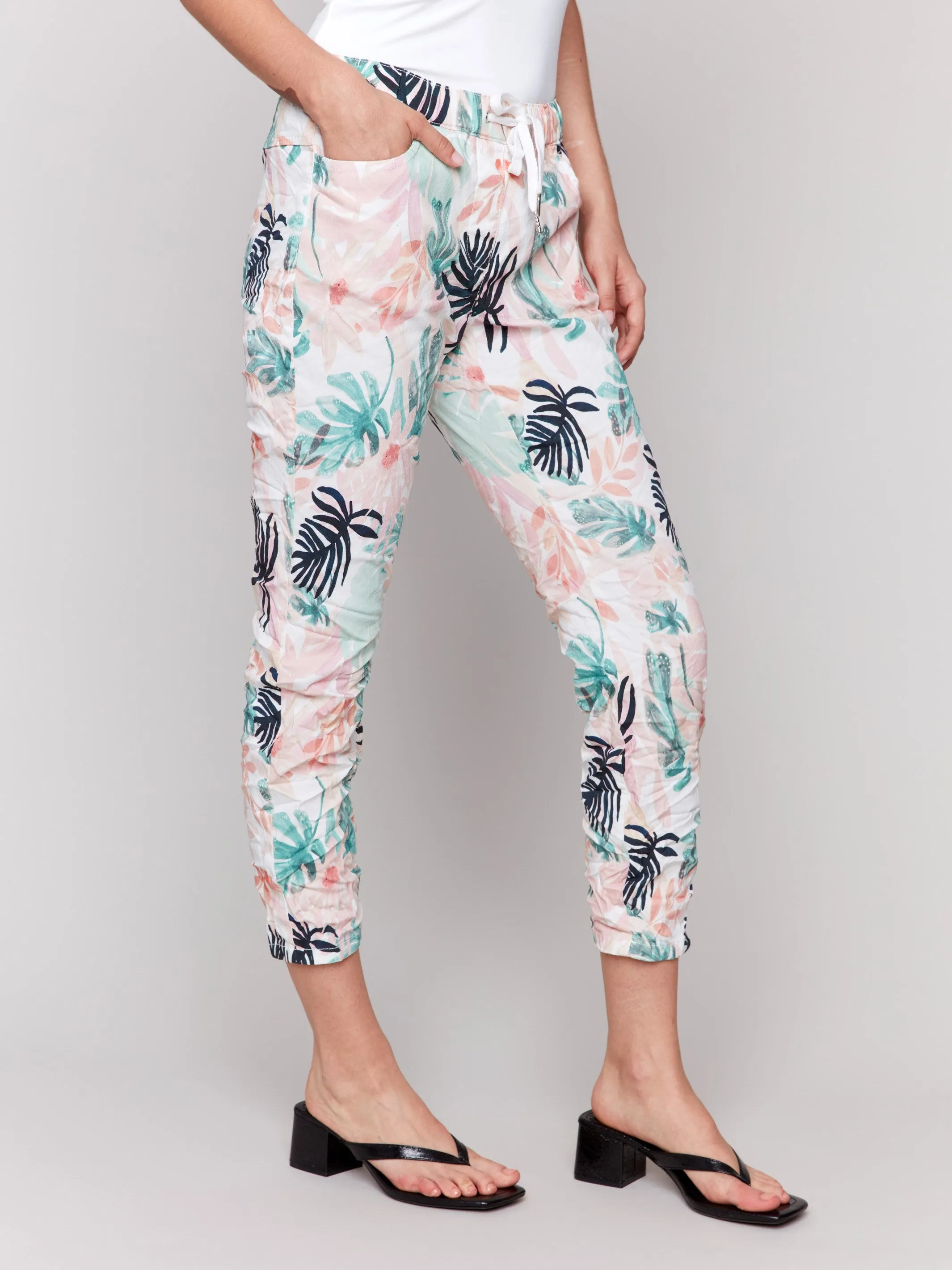 Printed Crinkle Jogger Pants - Lush