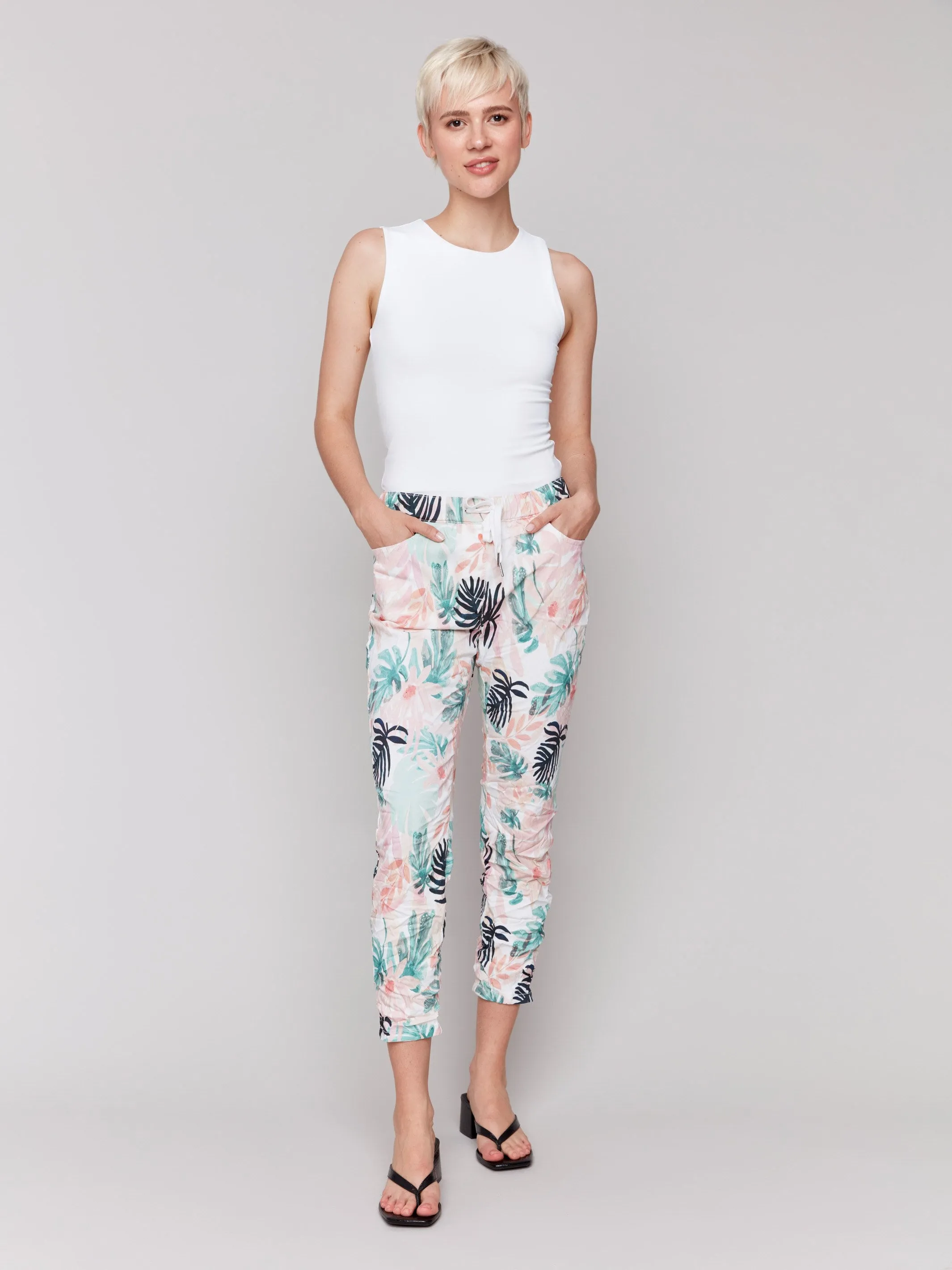 Printed Crinkle Jogger Pants - Lush