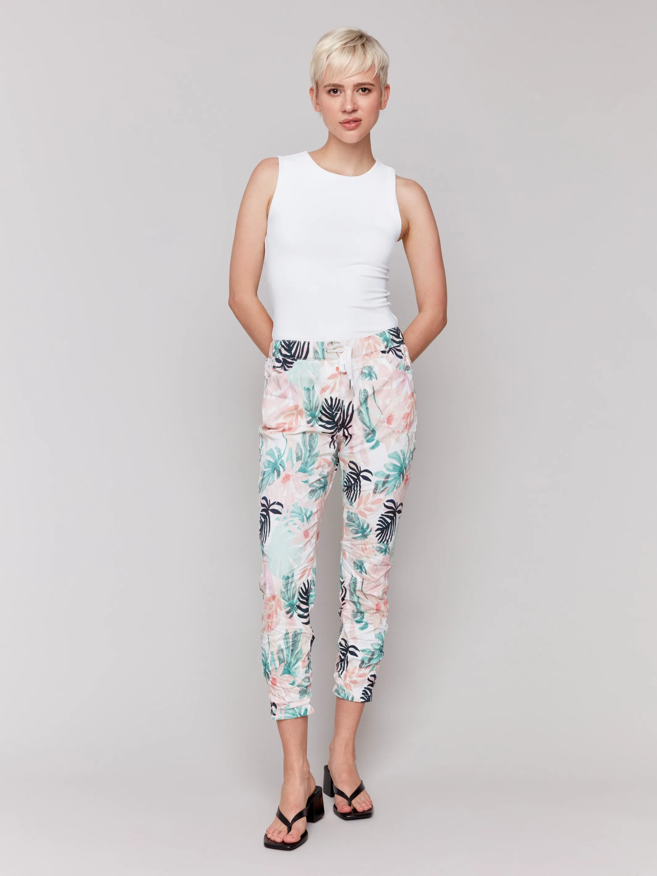 Printed Crinkle Jogger Pants - Lush