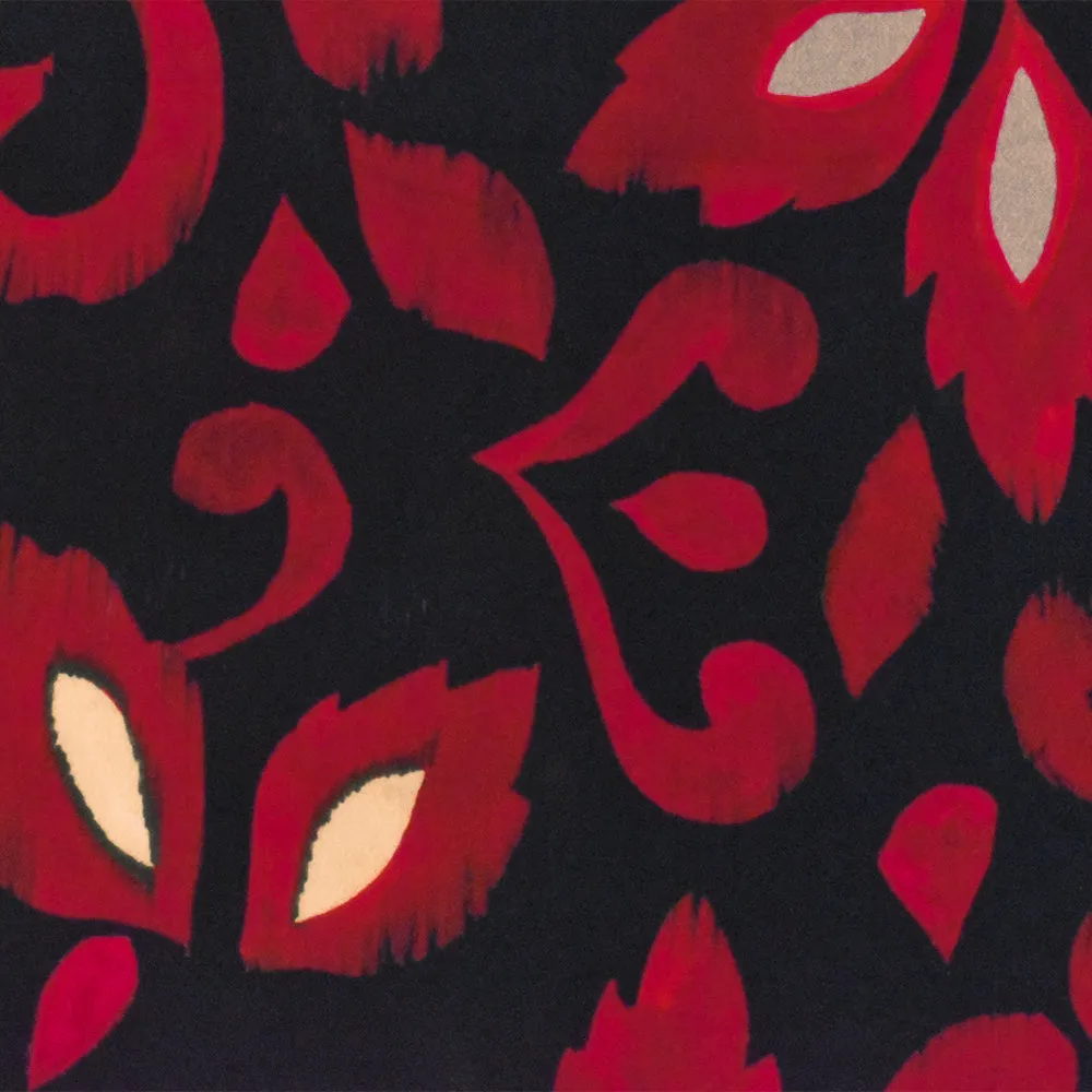 Red-Black Famous Designer Viscose Floral Printed Crepe Faille Fabric