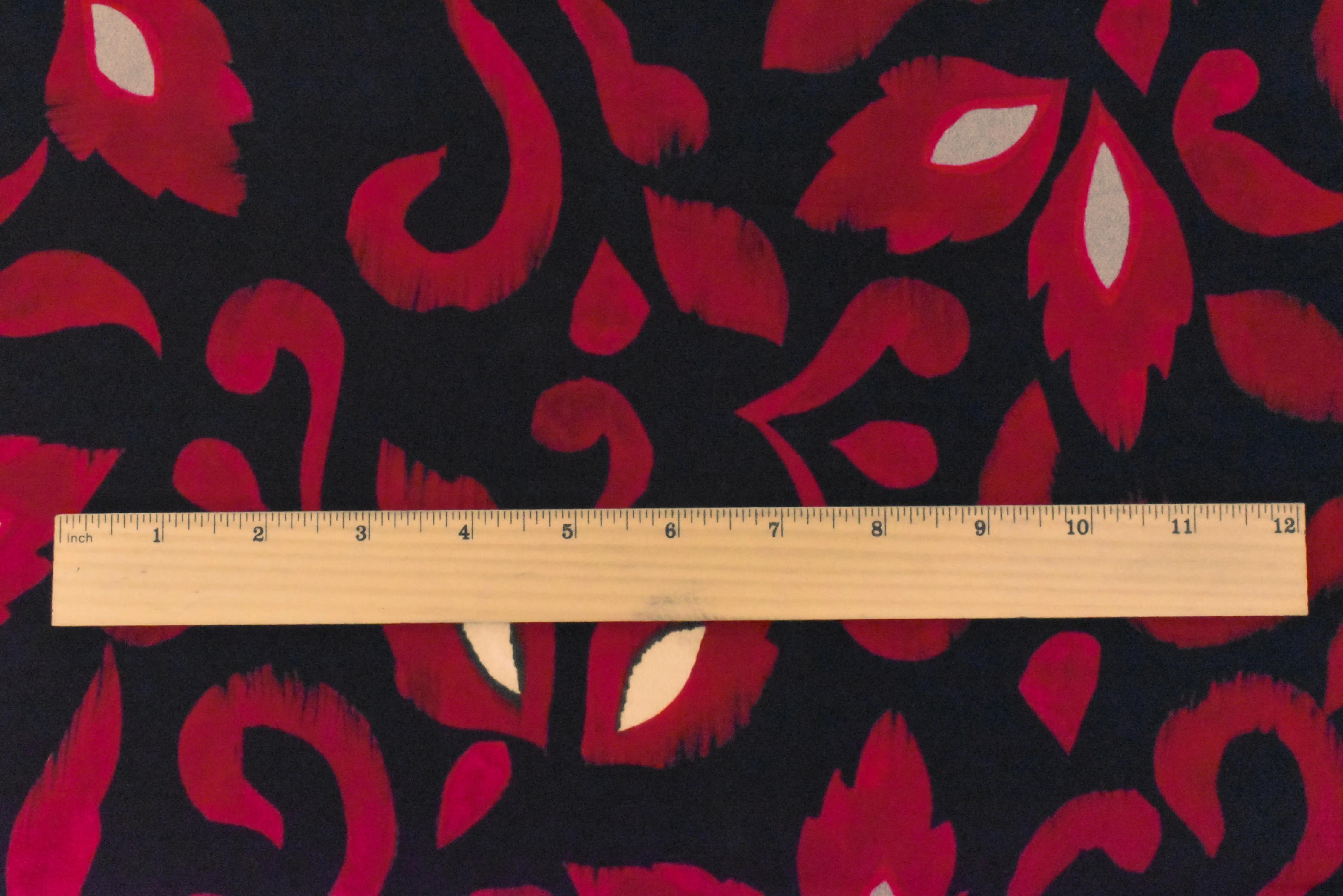 Red-Black Famous Designer Viscose Floral Printed Crepe Faille Fabric