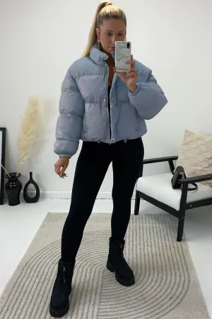 Reeya Blue Cropped Puffer Jacket