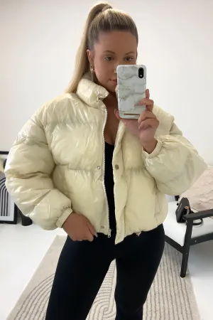Reeya Cream Cropped Puffer Jacket