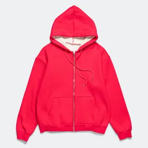 Reversible Zip-Up Hood - Red/Cream Waffle
