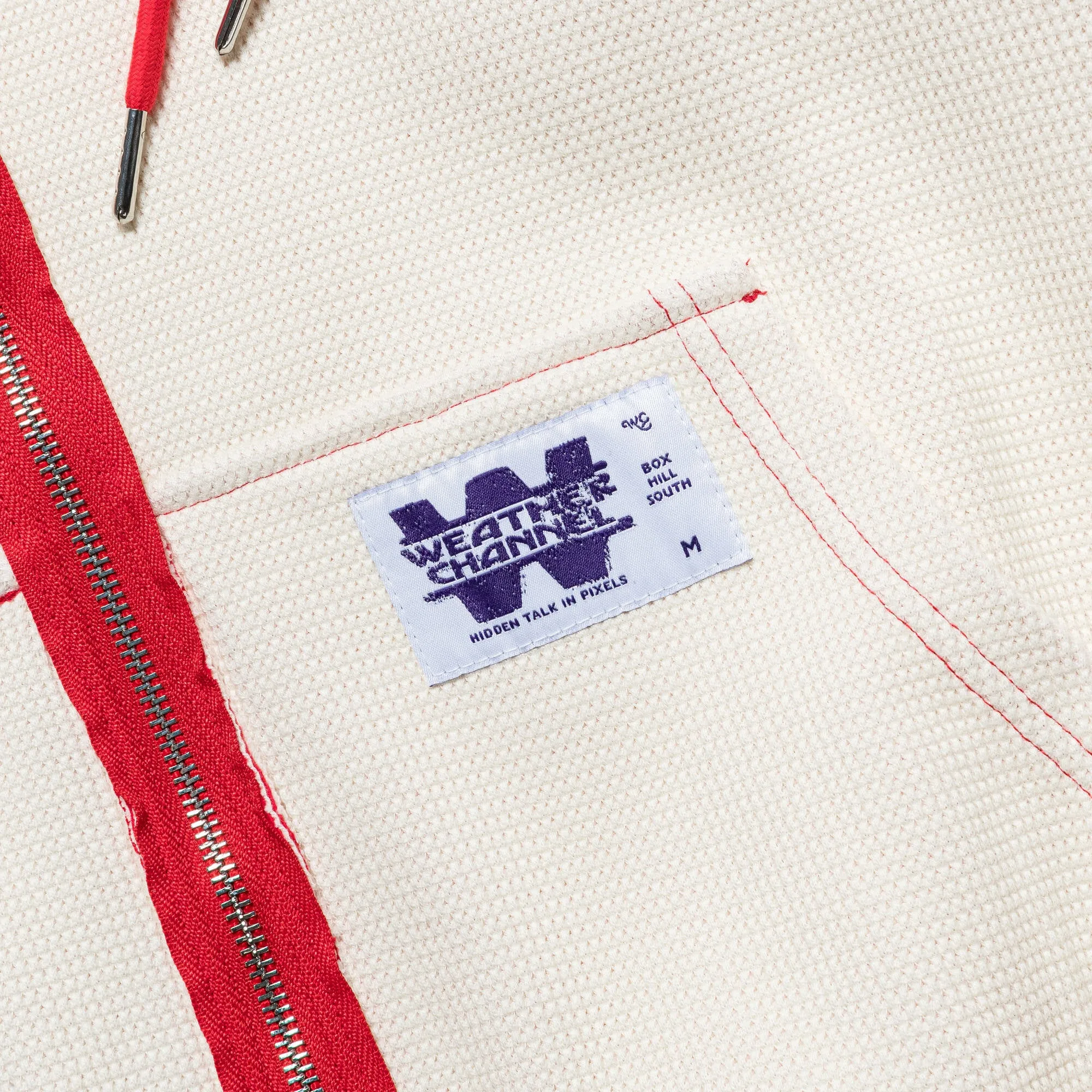 Reversible Zip-Up Hood - Red/Cream Waffle