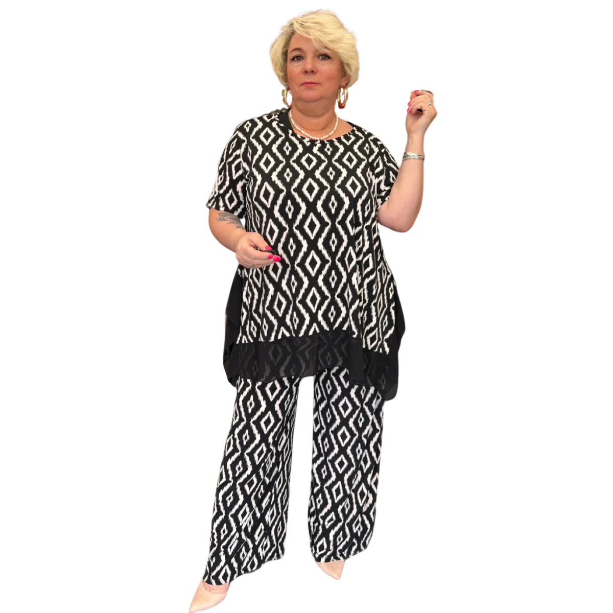 ROCKTHOSECURVES TWO PIECE LOOSE FITTING PALAZZO TROUSERS   LONG TOP OUTFIT SET