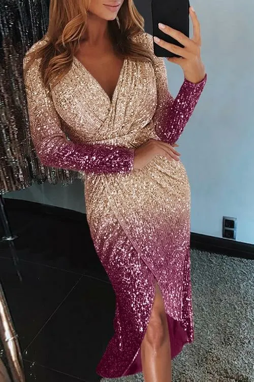 Ruched Sequin Wrapped