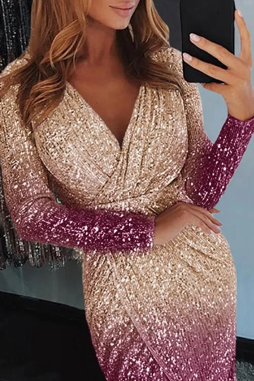 Ruched Sequin Wrapped