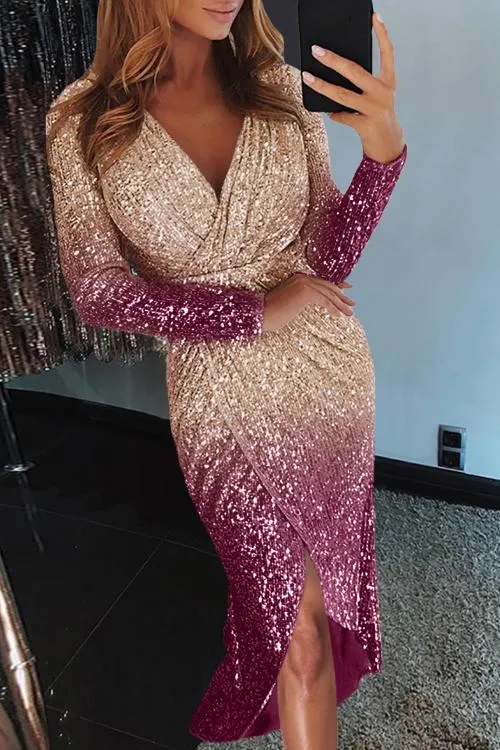 Ruched Sequin Wrapped