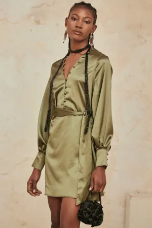 Short Satin Wrap Dress